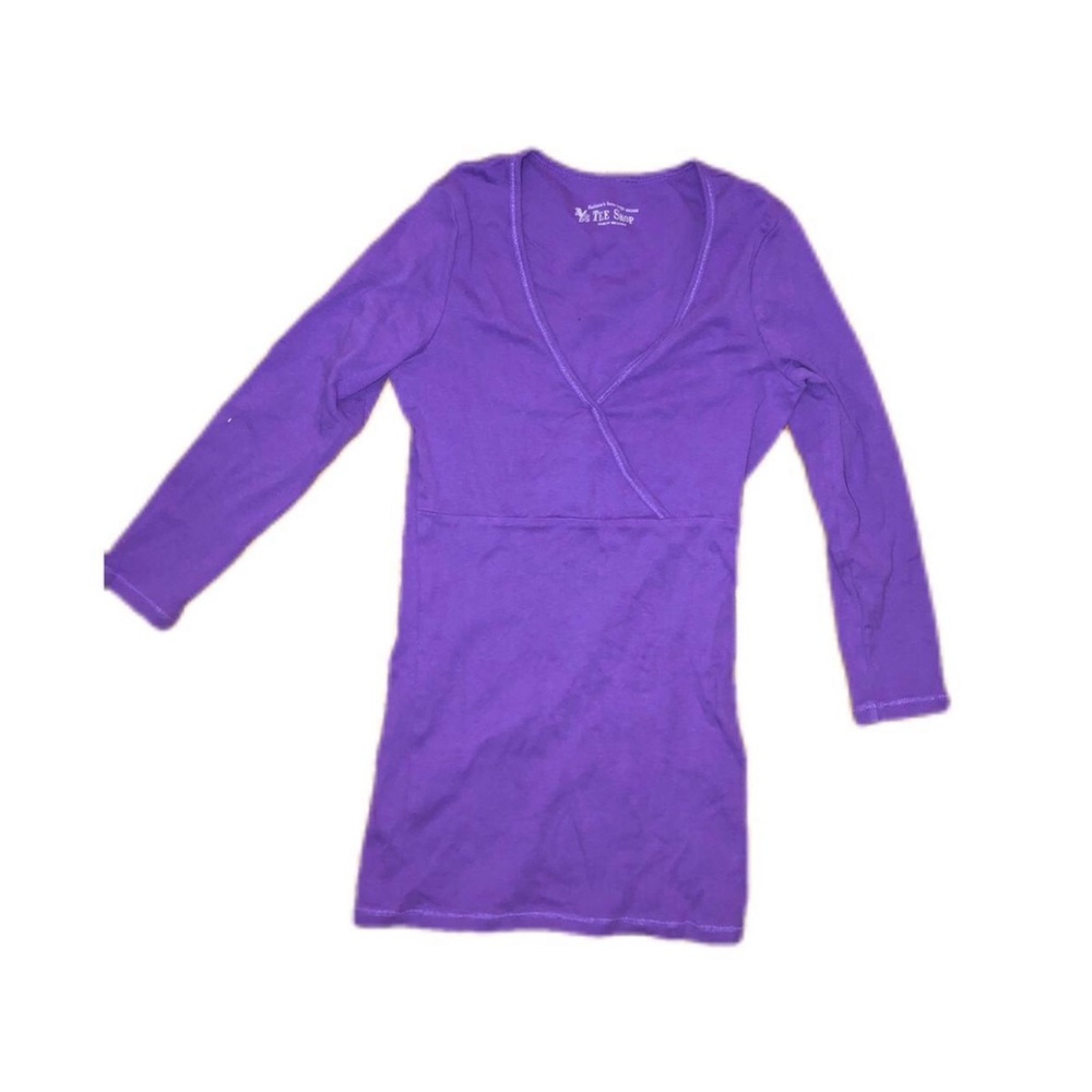 Purple long sleeve top with cross over detail